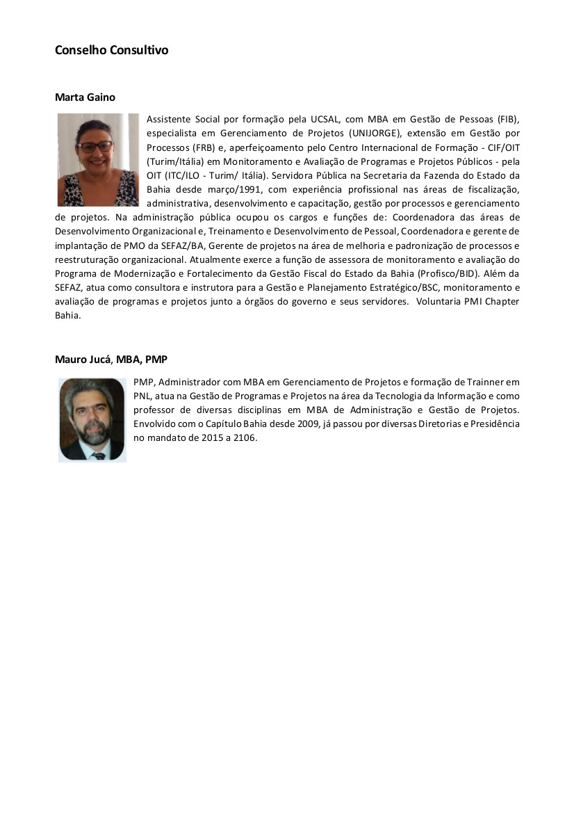 PMI Capítulo Bahia ‐ Conselho Consultivo abr_2017 a dez_2018 v1